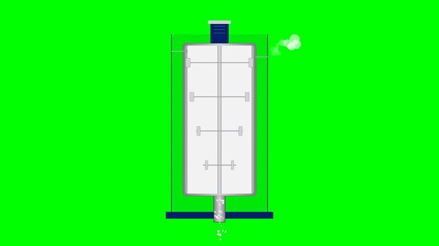 Vertical Agitated Thin-Film Dryer Industrial Mechanical Engineering Line Art Animation
