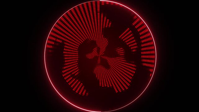 Red audio visualizer pulsing within a glowing neon circle, energetic abstract animation loop