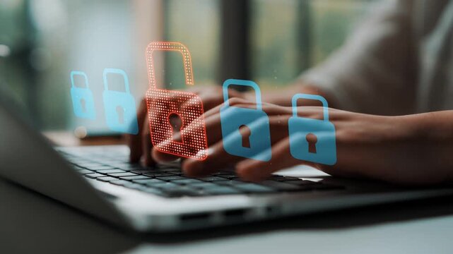 Digital security concept illustrating a cybersecurity breach, with a red unlocked padlock indicating data exposure among secure systems, emphasizing system vulnerability and risk Marrow