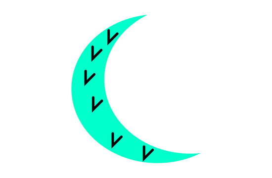Green crescent moon shape with star design element for night and space illustration