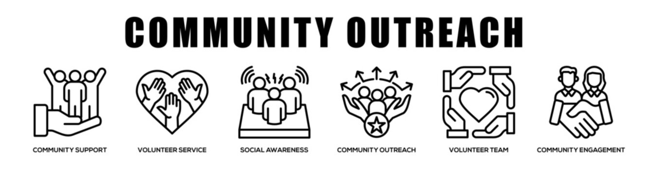 Community Outreach web banner icon illustration concept