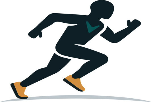 Dynamic runner silhouette vector illustration symbol for fitness club marathon race or training