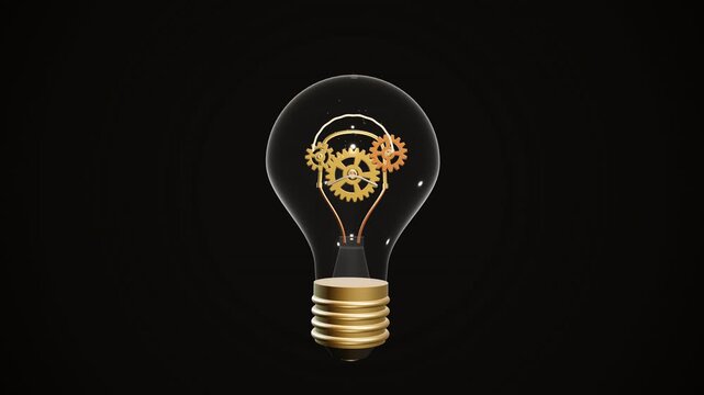 Bulb with machinery gears representing innovation and creative logic