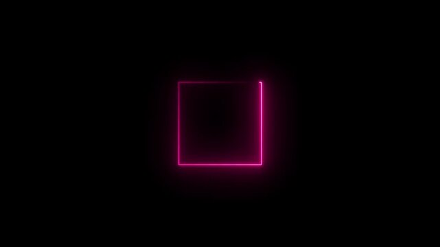 Neon pink glowing square frame animation, abstract pulsing light border for digital and social media