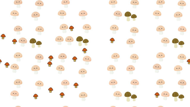 Kawaii mushroom pattern with smiling faces