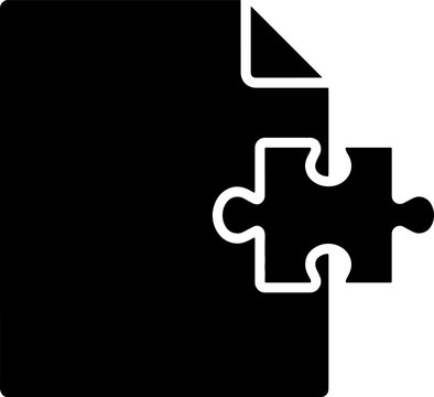 Black document file icon attached with a puzzle piece symbol
