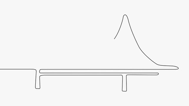 Continuous Line Art Animation of Suspension Bridge Architecture Outline on Clean White Background   
