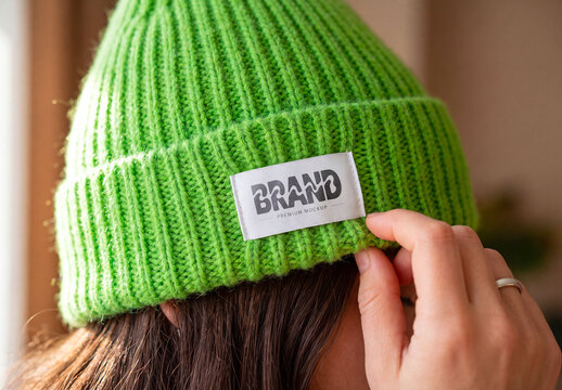 Knitted Beanie Label Mockup