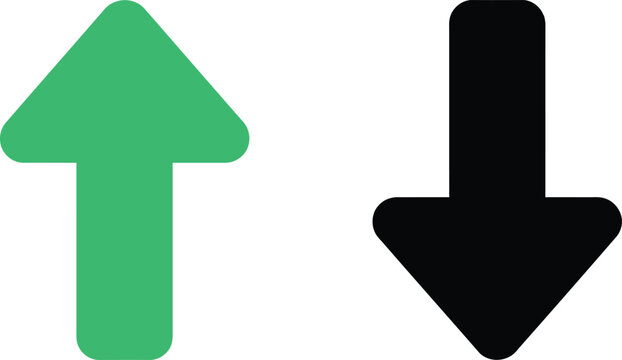 Green up arrow and black down arrow icons representing growth and decline comparison