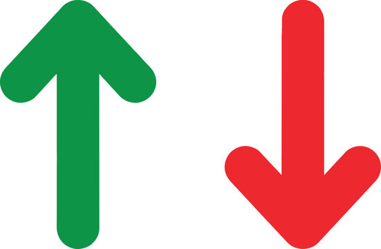 Green up arrow and red down arrow icons representing positive and negative trends