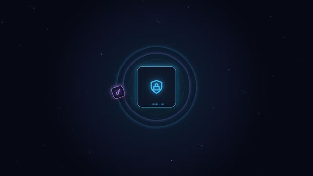 Cyber Security Shield Protection And Data Verification Motion Graphic 4K