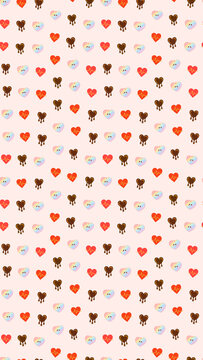 Heart pattern with electrocardiogram, chocolate drip, and rainbow