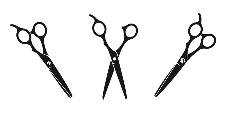 Set of professional grooming scissors icons