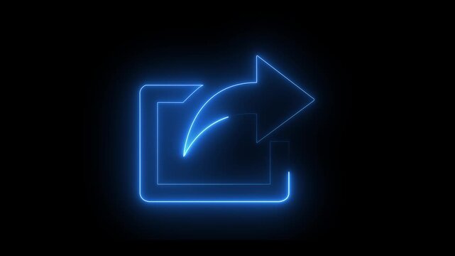 Futuristic neon green sharing icon animation with smooth glowing effect on black background.. 4k neon blue color..