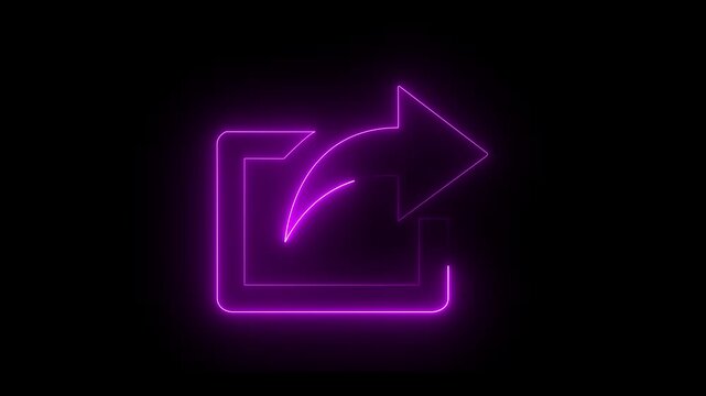Futuristic neon green sharing icon animation with smooth glowing effect on black background.. 4k neon pink color..
