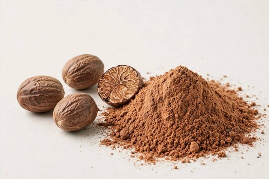 Whole Nutmeg, Sliced and Fine Nutmeg Powder