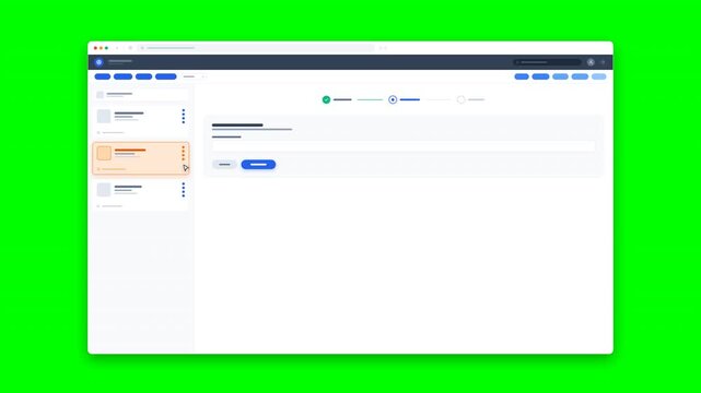 document interface dashboard software website mockup for business data management on green screen background