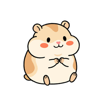 Cute kawaii hamster character vector illustration sitting isolated on white background
