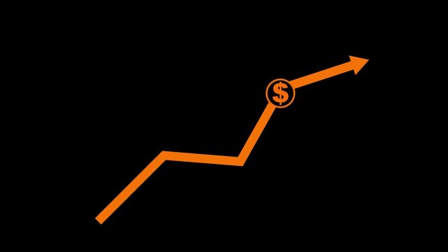 Financial growth chart with rising dollar sign business success and profit increase animation graph