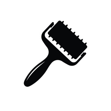 Christmas day, Dough docker silhouette vector icon, spiked pastry roller tool emblem, pizza dough piercer graphic, baking kitchen utensil element isolated on White Background