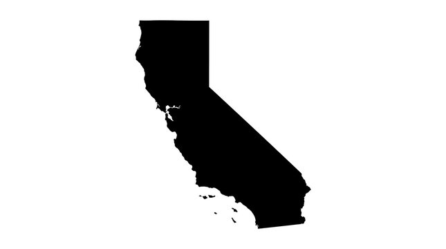 California state outline black silhouette map icon on white background