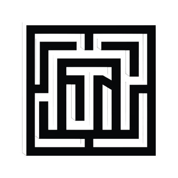 Minimalist black and white maze logo in bold block design for creative branding