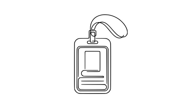 Continuous Line ID Badge Card Holder and Lanyard Minimal Vector Illustration