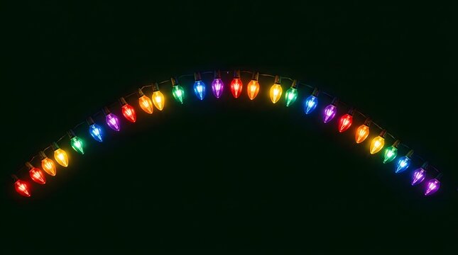 A striking and vibrant arc of blurred colorful lights stands out against a dark background forming a beautiful abstract light display