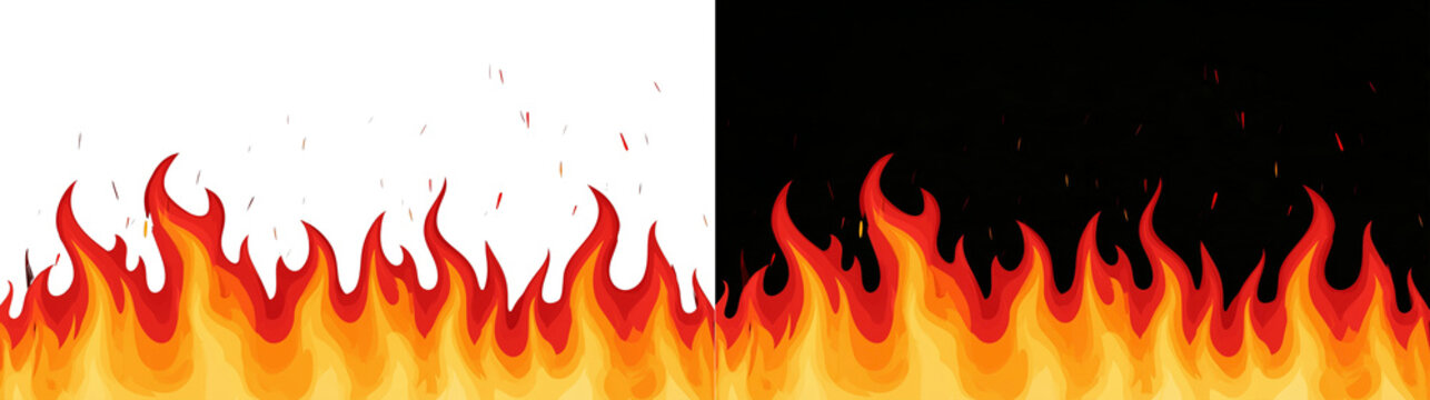 Fire flame border illustration flame burning vector isolated on transparent background