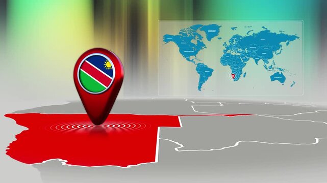 Namibia World Map Pin Location Background Loop 4k