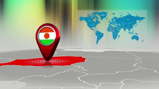 Niger World Map Pin Location Background Loop 4k