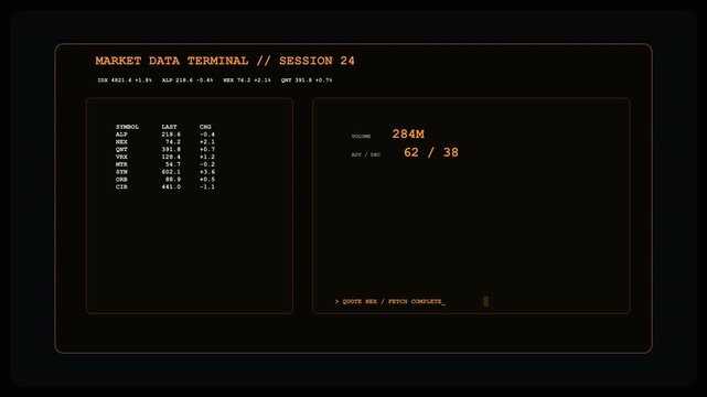 Old Computer Terminal Abstract Digital Interface Display With Numerical Data Streams On Dark Background