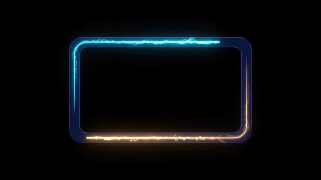 Glowing Neon Energy Rectangle Border Frame on Black Background