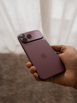 iPhone 18 Pro Max in Elegant Burgundy Colour Showcased in hand in Bangalore, India, on October 04, 2026