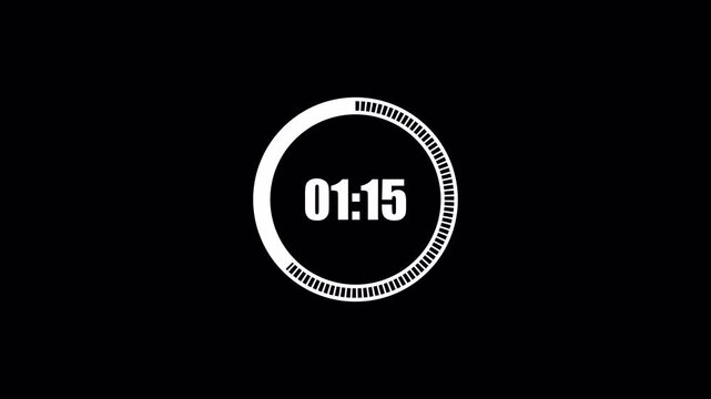 2 minute Countdown timer animation. 2 minutes displays modern minimal countdown. 120 second countdown timer with transparent background in 4k.