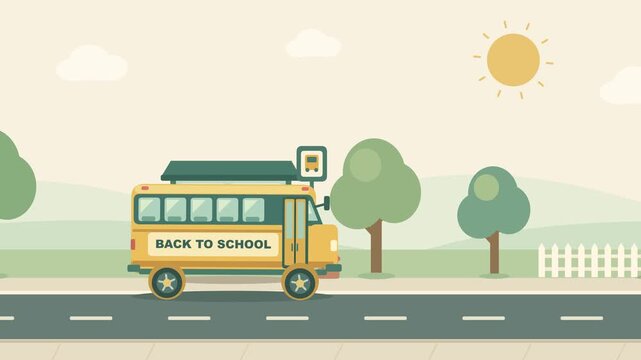 Back to School Bus Journey in a Festive Flat Animation