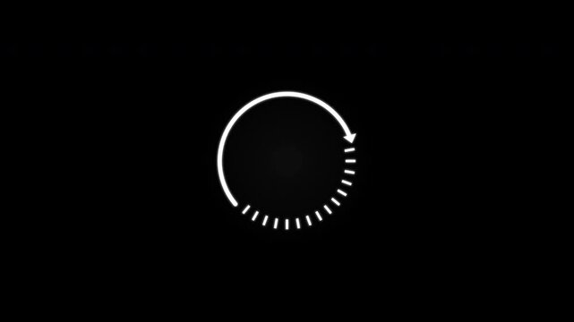 circular arrow loading icon showing progress indicator and data buffering on a black background