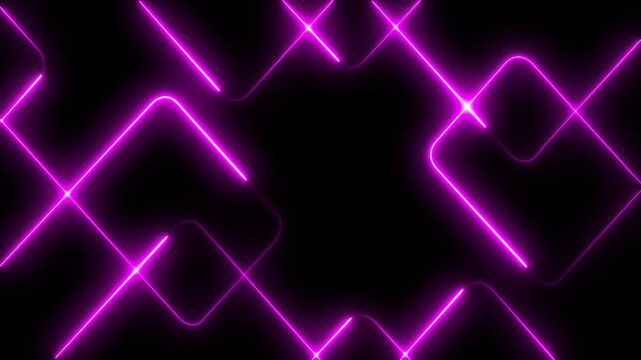 Pink neon glowing futuristic geometric frame border on dark background
