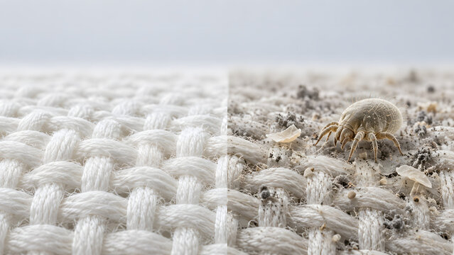 Clean and dust mite contaminated bedding fabric comparison