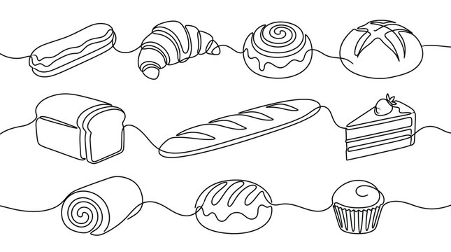 Assorted pastries and baked goods set for food branding and menu