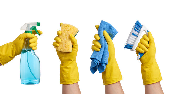 Cleaning Hands and Supplies Isolated on Transparent Background