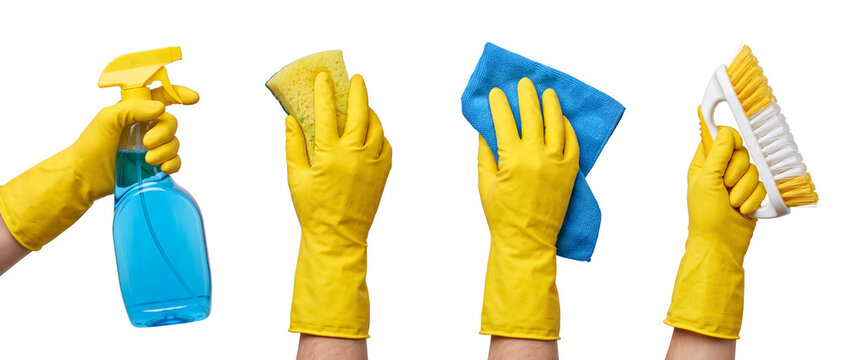 Cleaning Hands and Supplies Isolated on Transparent Background