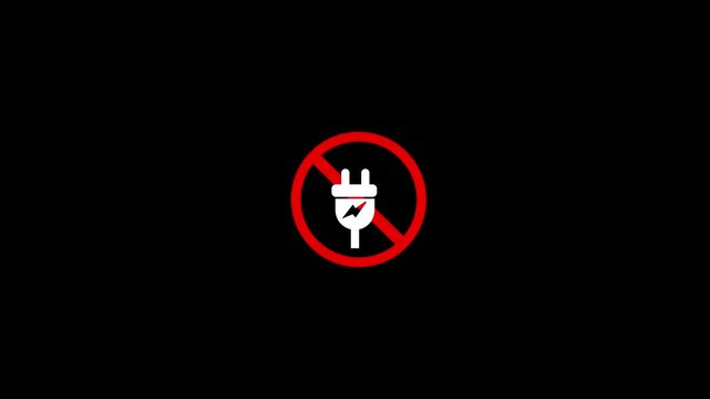 no electric plug sign animation.4K Video motion Animation.