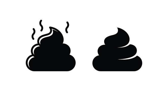 Two piles of excrement depicted as black vector silhouettes feces