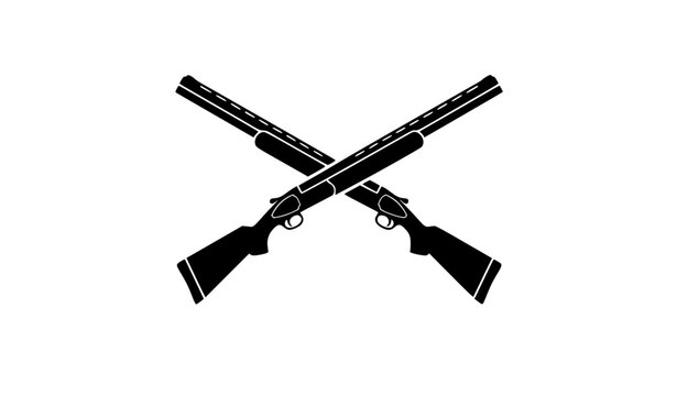 Crossed Shotgun Minimal Black Silhouette Emblem Vector Logo