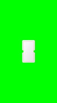 White Ticket with Red Border Rotating on Green Screen