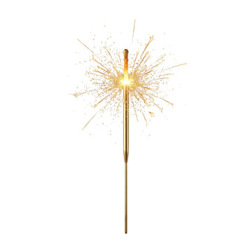 Single burning sparkler stick on a white background for celebration with party light fourth of july holiday sparkle night party fire work sparkler firework celebration new years eve