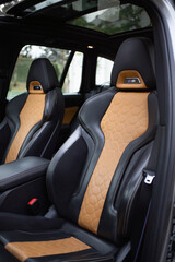 Fototapeta premium BMW X3 M Competition Luxury SUV Interior Front Leather Sport Seats