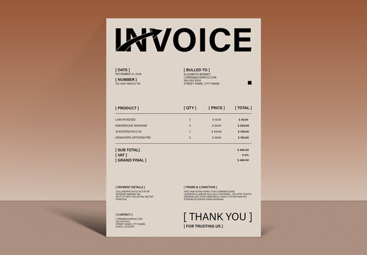 Minimal Creative Invoice Template Layout