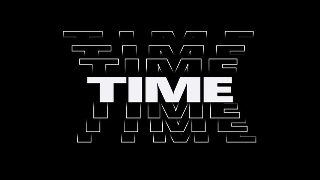 Time text animation, kinetic time text typography 4K